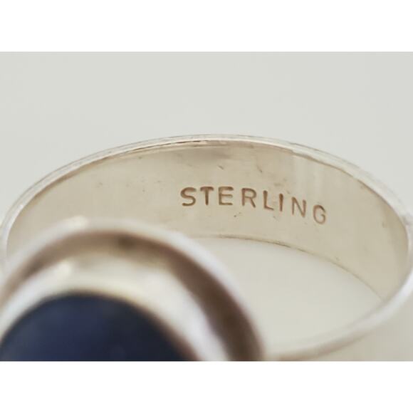 Vintage Sterling Silver Lapis Lazuli Pinky Ring - Picture 4 of 8